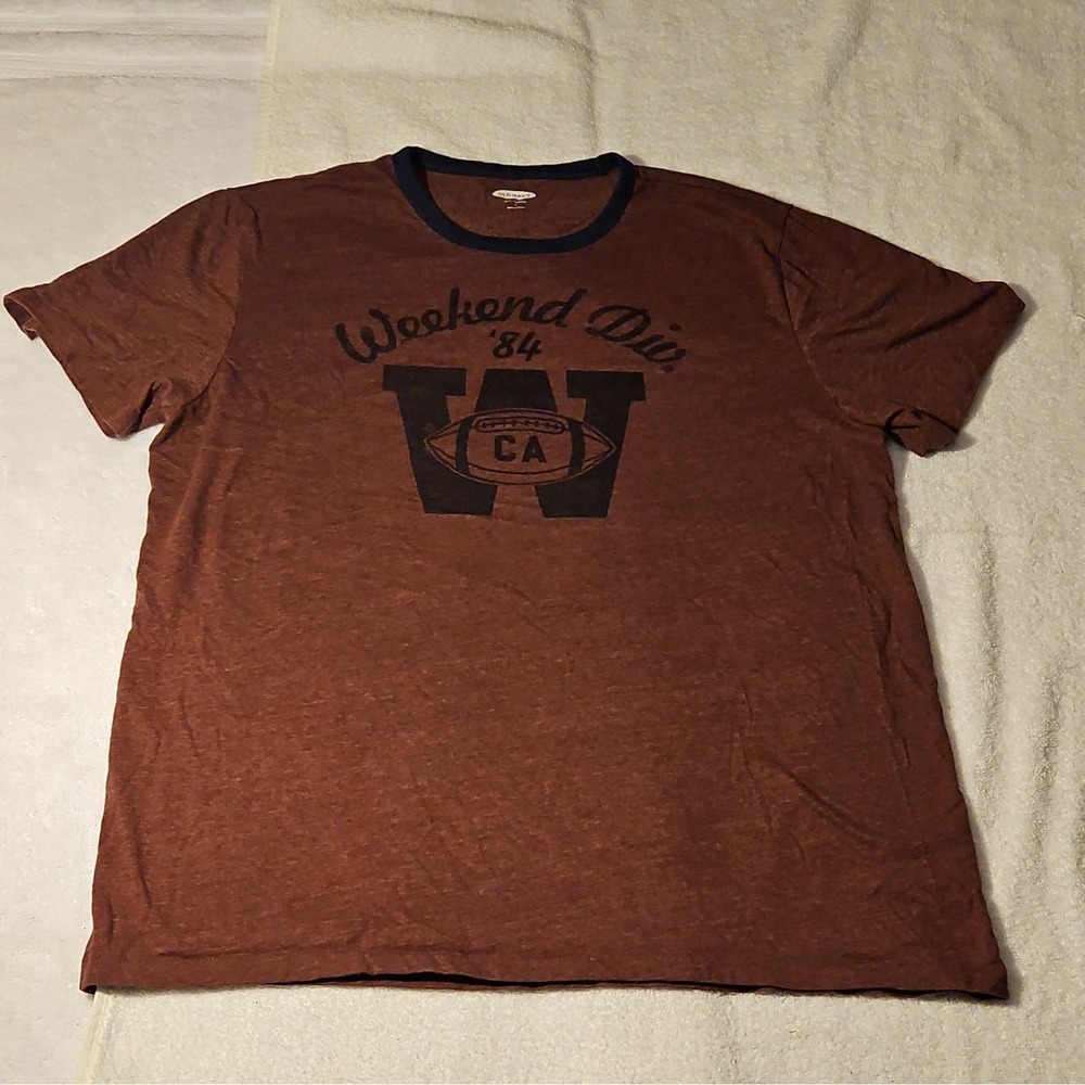 Old Navy Men's‎ Brown Graphic Logo T-Shirt Cotton Crew Neck Short Sleeve L